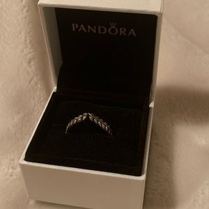 Pandora wheat grains wishbone ring